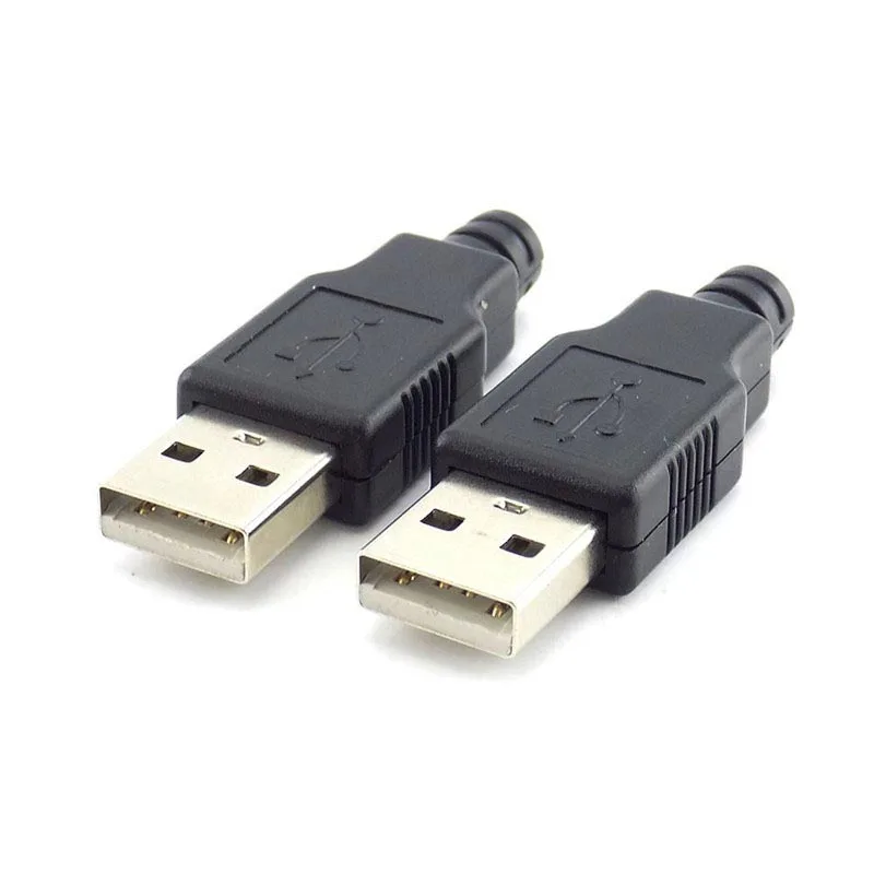 5/10pcs 4 Pin USB 2.0 Type A Male Socket plug Connector adapter With Black Plastic Cover Solder Type DIY Connector D5