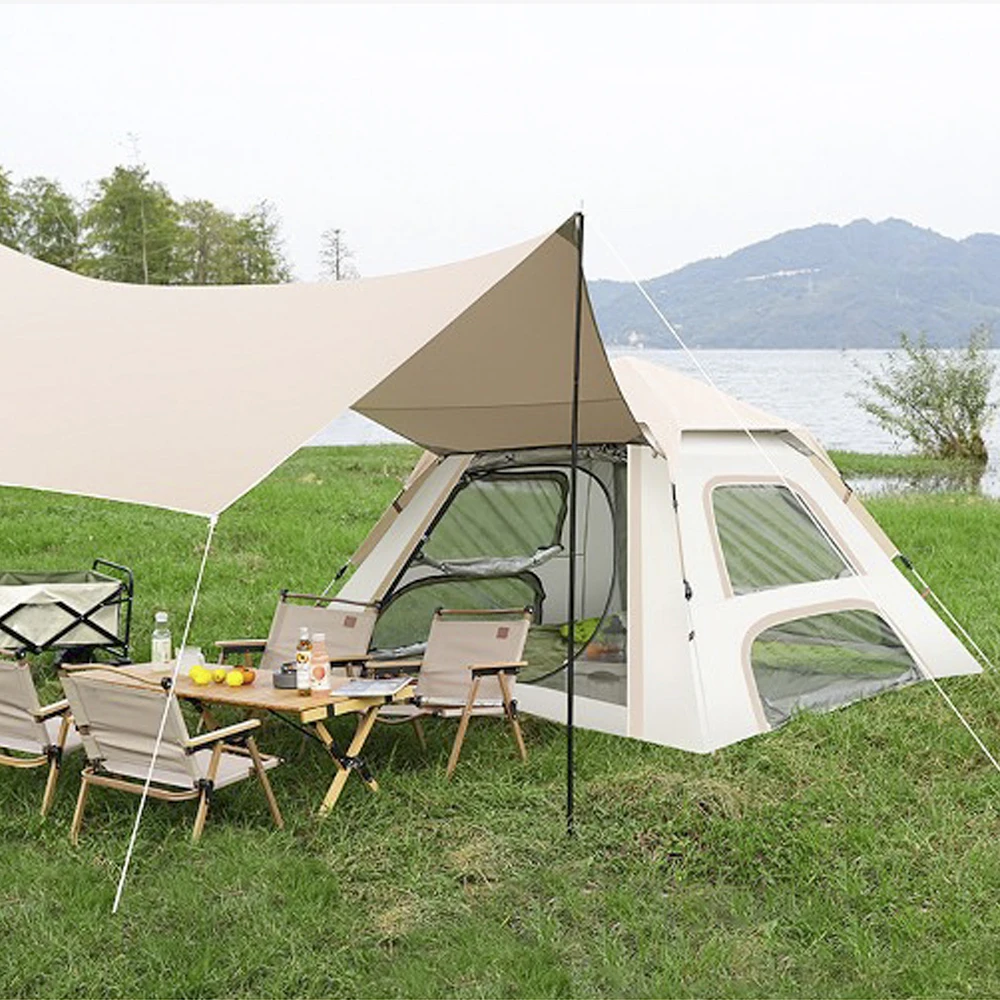 5-8 Persons Camping Tents Outdoor Self-driving Folding Automatic Tent Travel Rainproof Camping Beach Canopy Sunshine Shelter