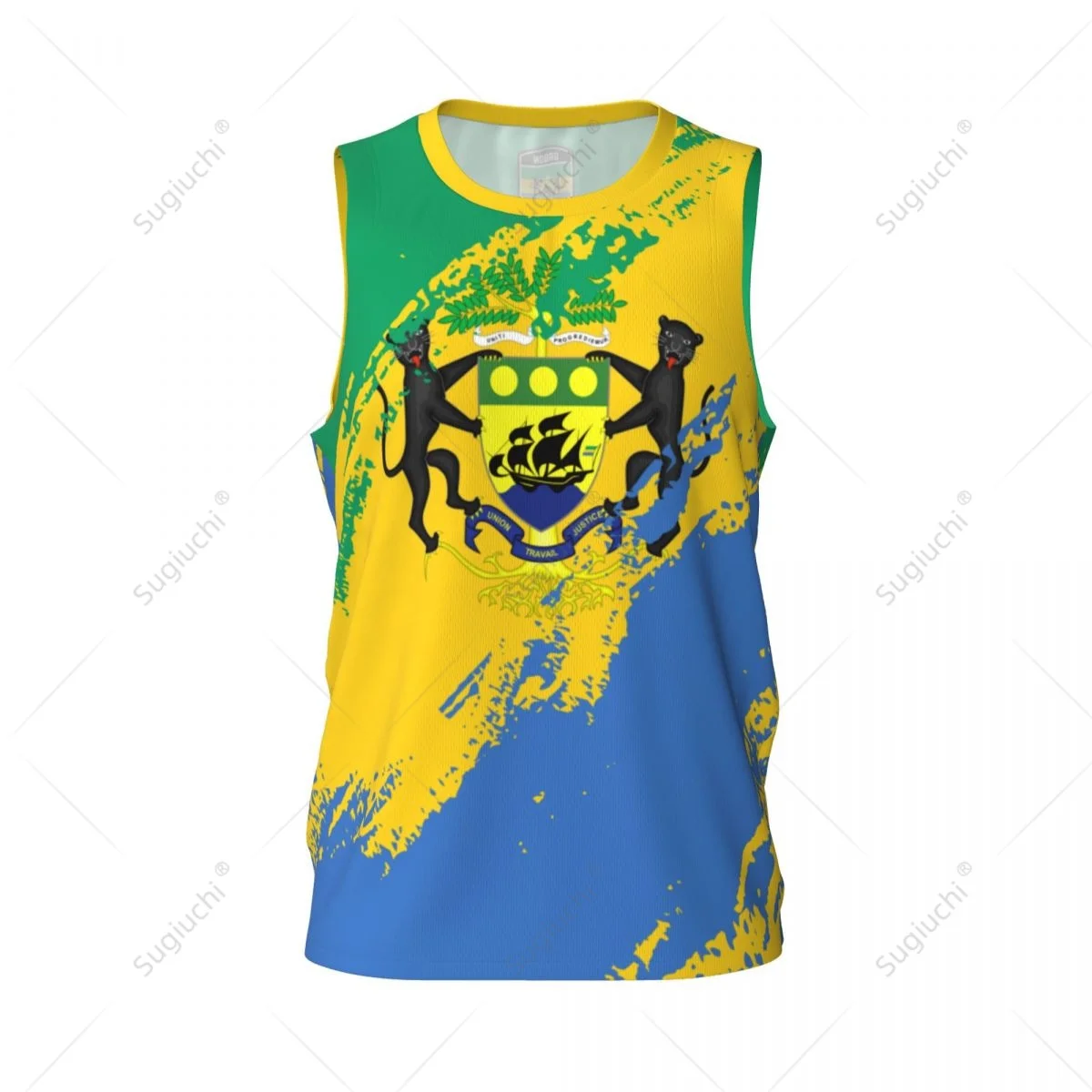 Men Basketball Sports Gabon Flag Running Fitness Multifunction Jersey Sleeveless shirt Custom Name Nunber Exclusive