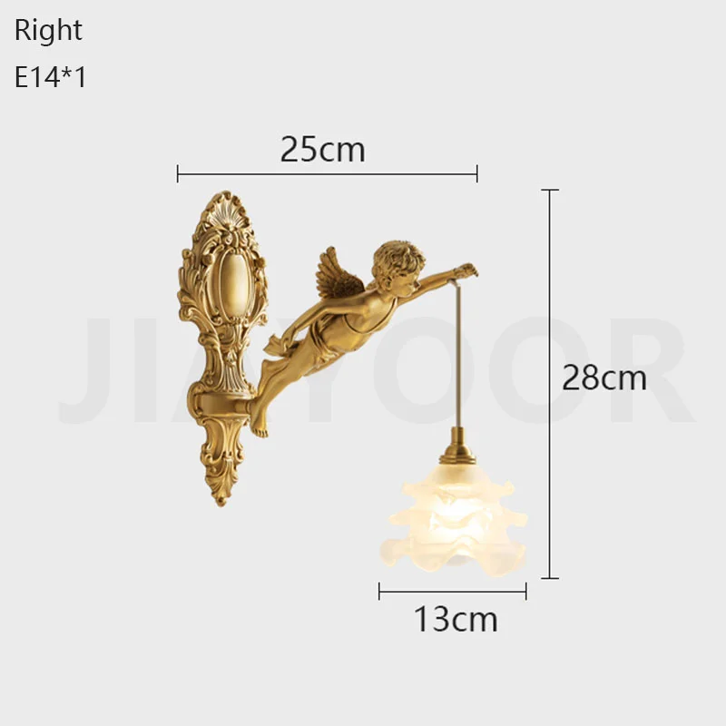 Franse retro koperen engel bloem kristallen wandlamp woonkamer slaapkamer hal veranda balkon bedlampje kristallen kroonluchter LED