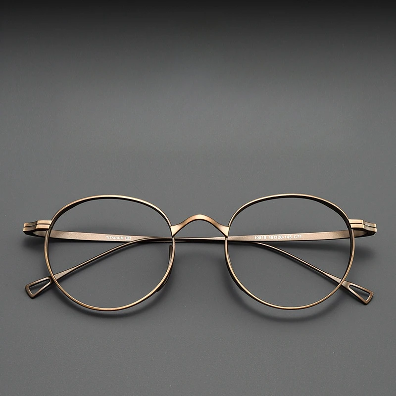 FIRADA Fashion Comfortable Eyeglasses Retro Pure Titanium Round Eyewear Optical Prescription Glasses Frame For Men Women 10519-C