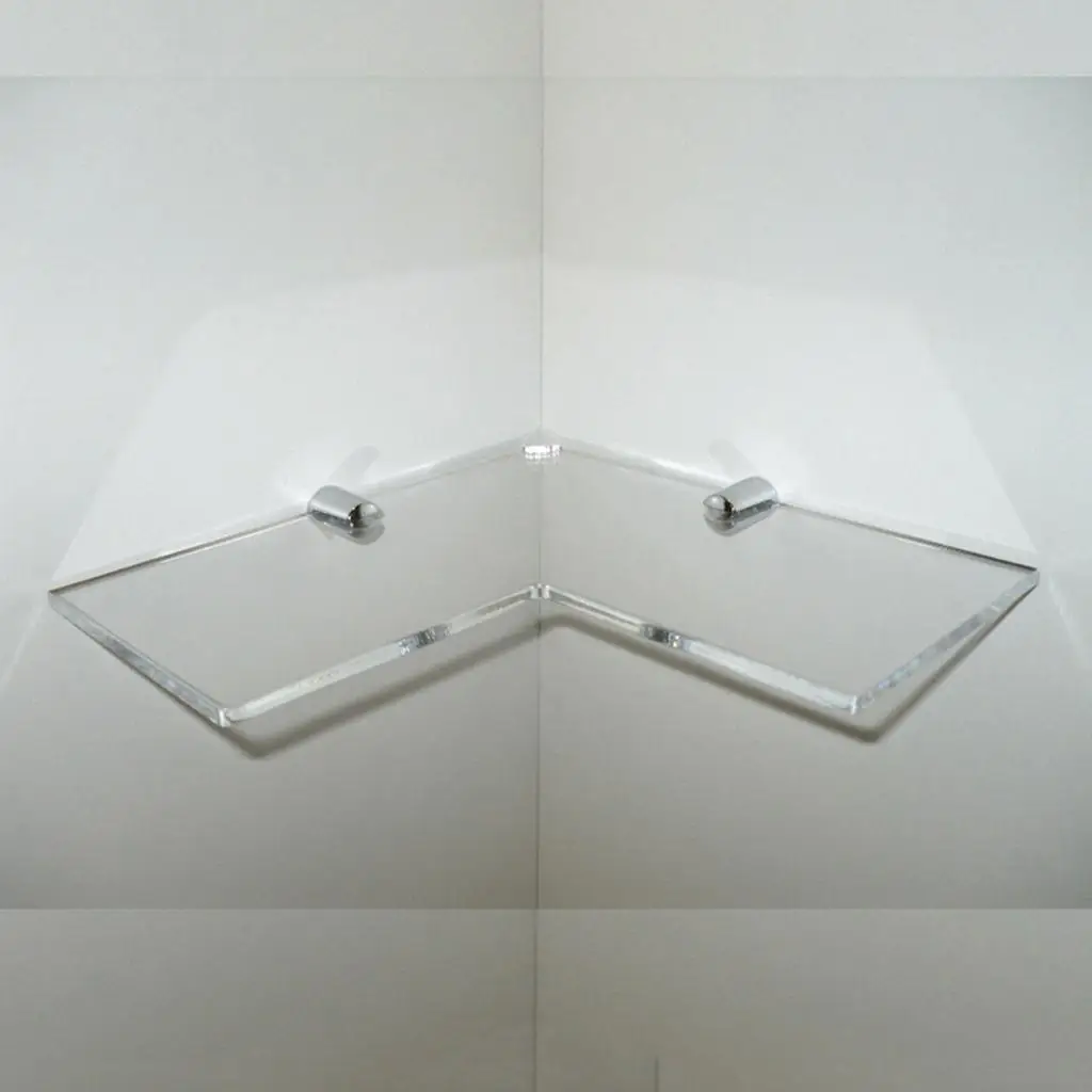 Acrylic Corner Shelf Hanging Floating Shelf Bathroom /Shower/Kitchen Wall Mounted Organizer, Easy to Install