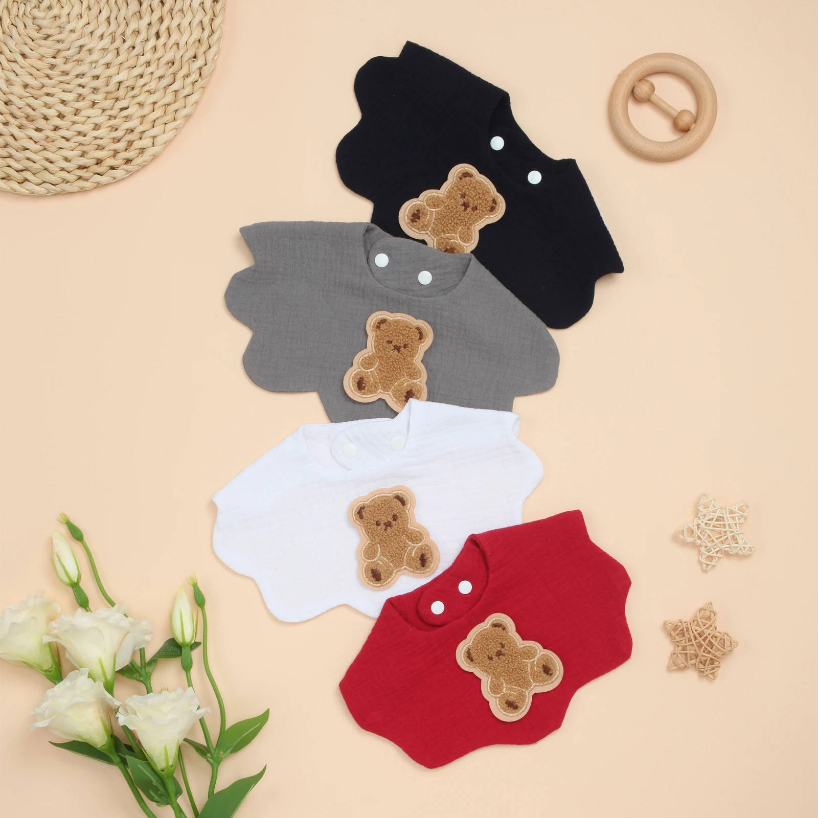 

Cotton Baby boys & Girls Bibs Soft Absorbent Infant Bib for Drooling, Teething, Feeding, Cute Pattern