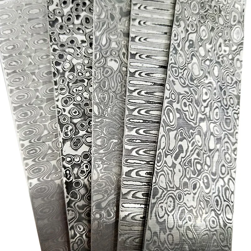 Swayboo15x2.5x0.3 CM Damascus Steel Blanks Pattern Forged Knife Making Raw Material Plate Quenched Billets for Fixed Blade Knife