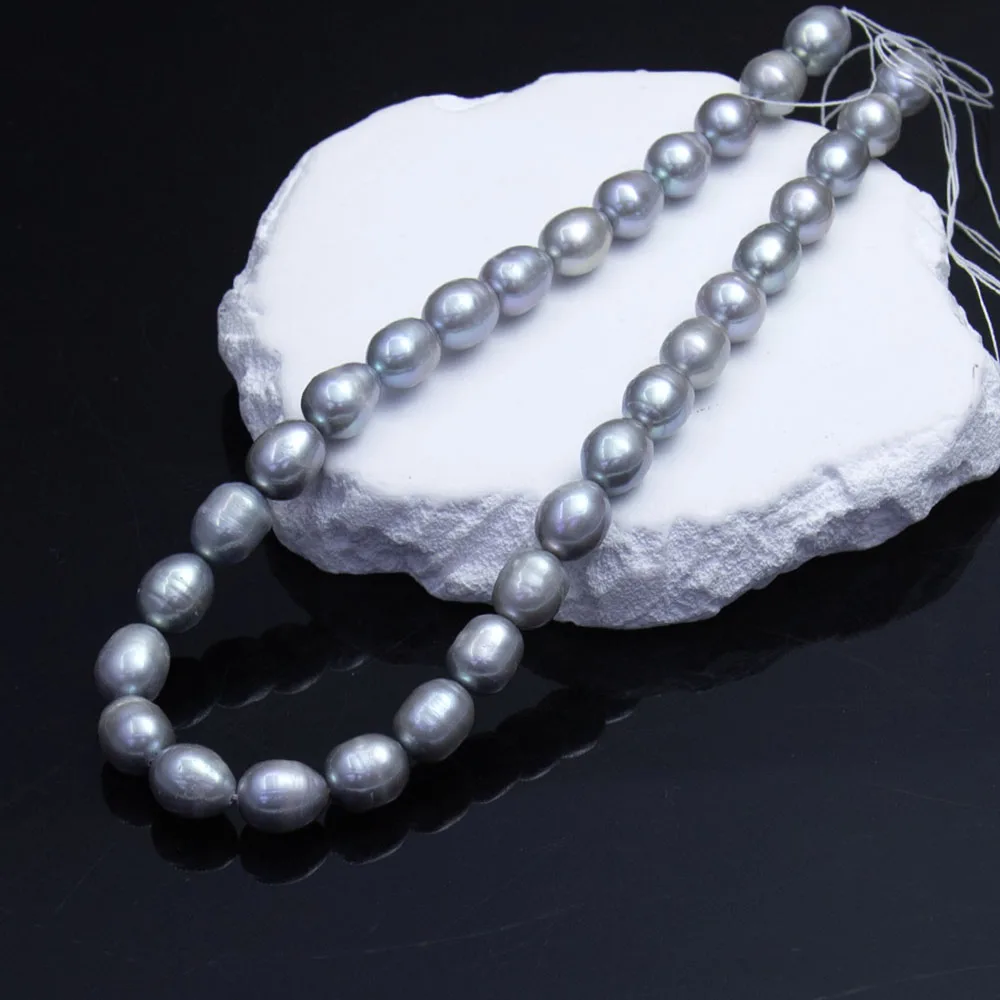 

10-11 мм бусины из натурального пресноводного жемчуга в форме риса, серый полуфабрикат для изготовления ожерелья, браслета «сделай сам», 1 нить