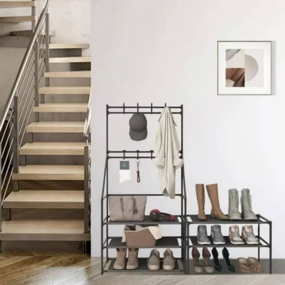 

5-Tier Shoe Rack Shoe Storage for Entryway,Narrow Shoe Rack,Coat and Shoe Rack with 8 Hooks