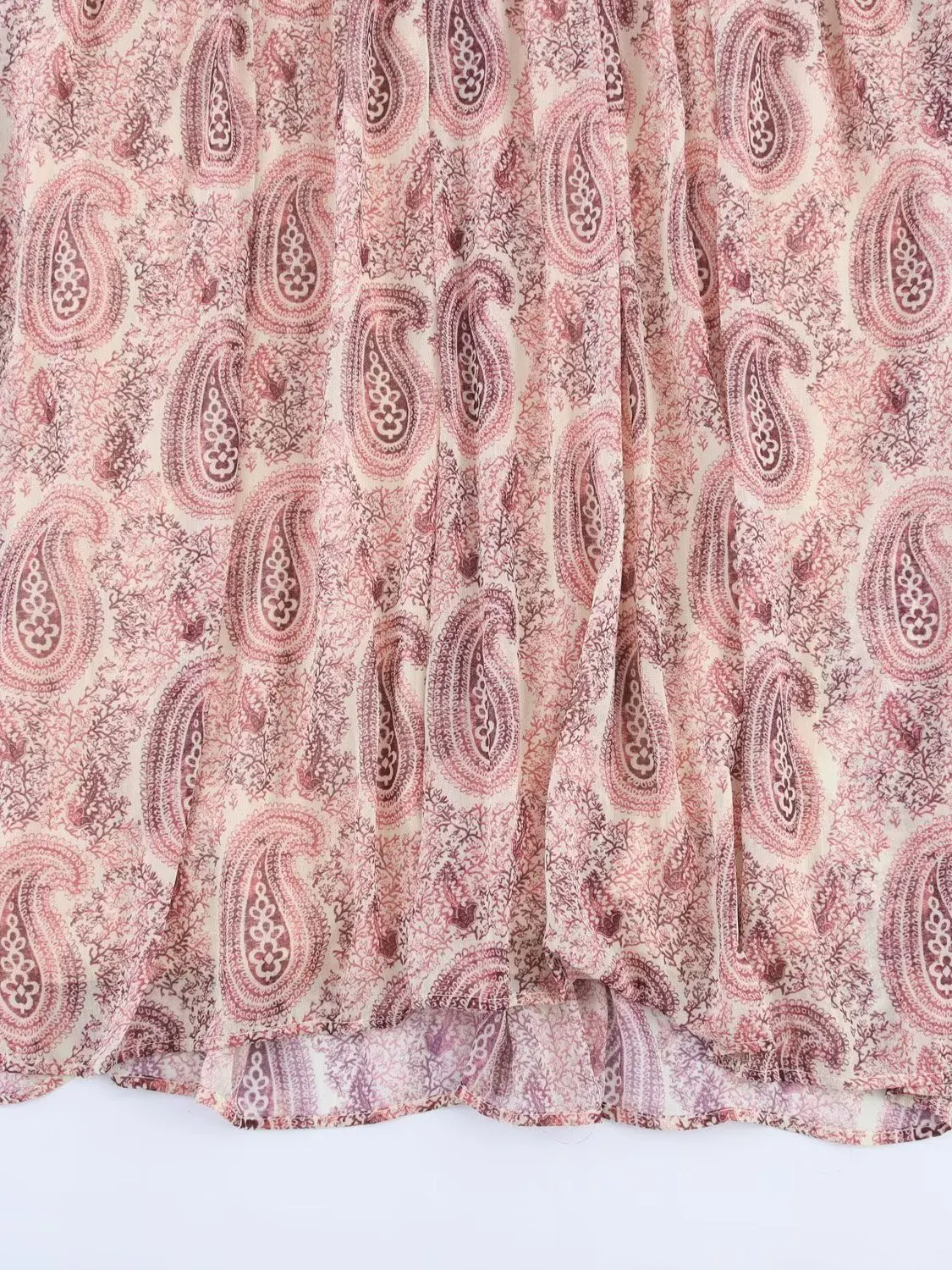 Vestido Midi E com Decote em V e Decoração em Camadas, Estilo Novo de Verão para Mulheres, Vestido Casual de Manga Lon...