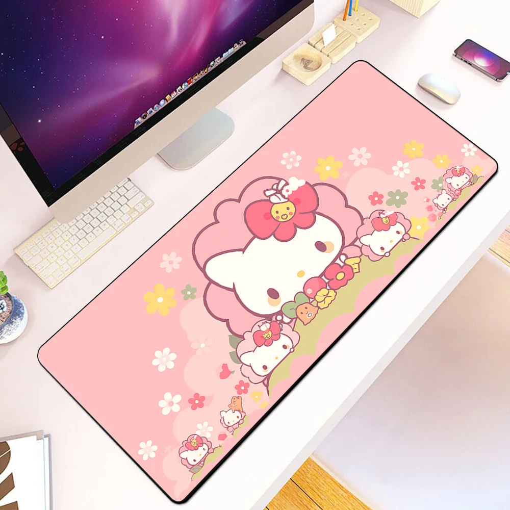 H-Hello Cute K-Kitty Mousepad HD Printing Computer Gamers Locking Edge Non-slip Mouse Pad XXL90x40cm Keyboard PC Desk Pad