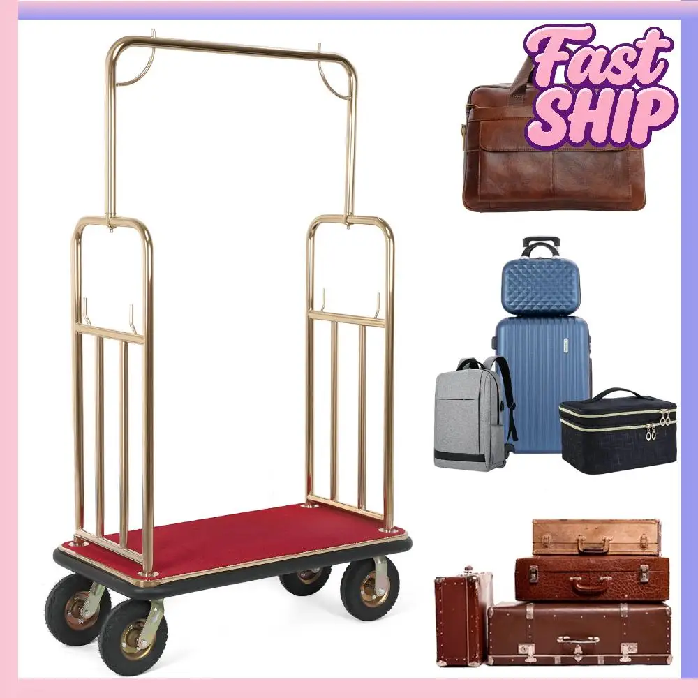 

Тележка для багажа в отель, 39x19x68 дюймов, золотистая, грузоподъемность до 881 фунтов, для коммерческого использования, для кондоминиумов и курортов