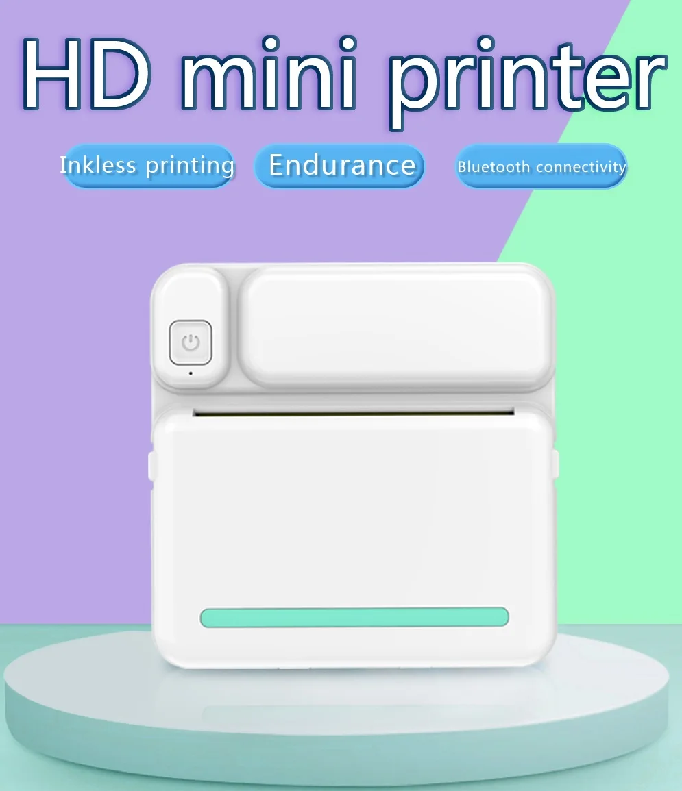 Mini Photo Pocket Printer Portable Cute Shapes Wireless BT 200dpi Memo Wrong Question Printing Children Learning Machine Gift