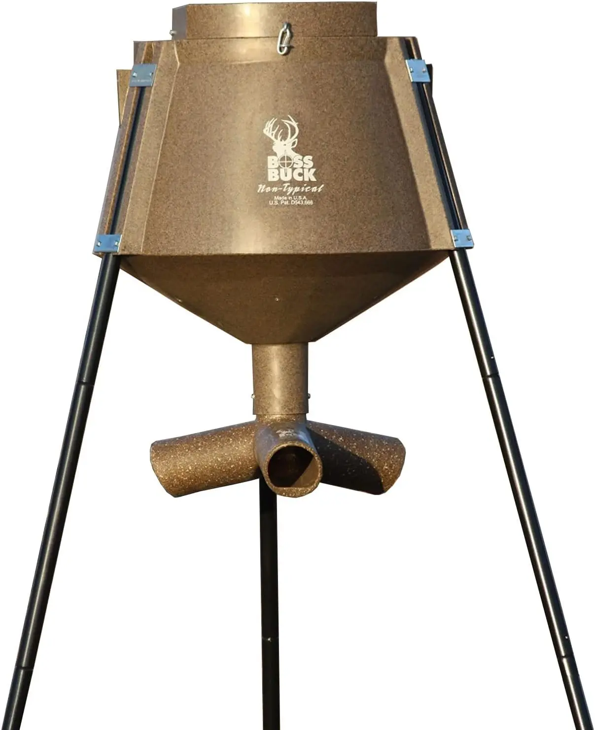 Oversized 350 Pound Capacity Hunting Gravity Feed Tripod Game Deer Feeder with Corn, Soybean and Protein Delivery Syst