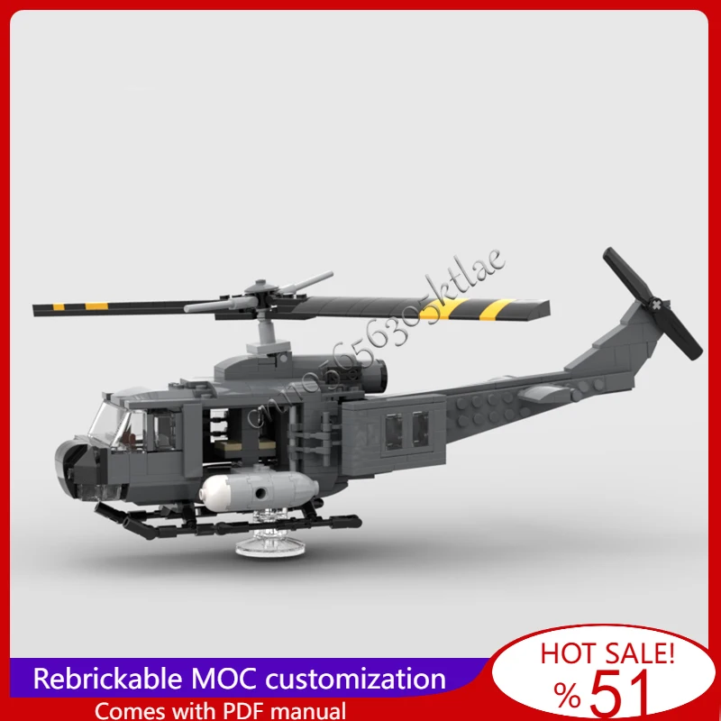 428 PCS MOC Funzionale Militare UH-1 Modello di Elicottero Modulare Blocchi di Costruzione Tecnologia di Montaggio Giocattoli Per Bambini Regali di Festival