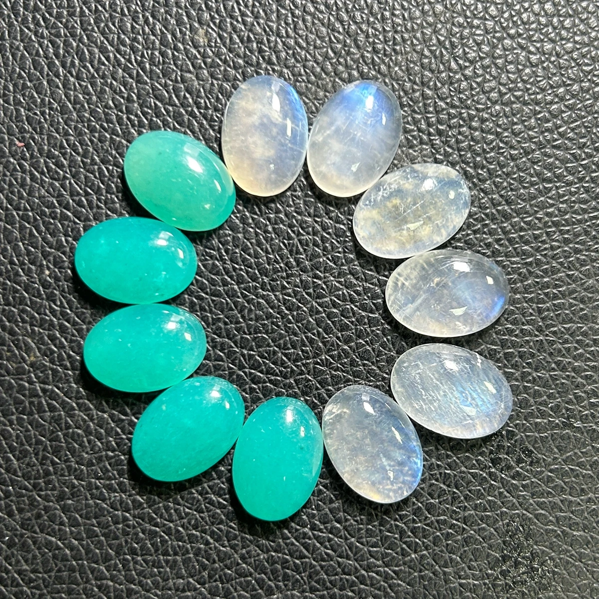 Mosangna 13x18mm Natutal Oval Gemstone Moonstone Amazonite Cabochon Stone