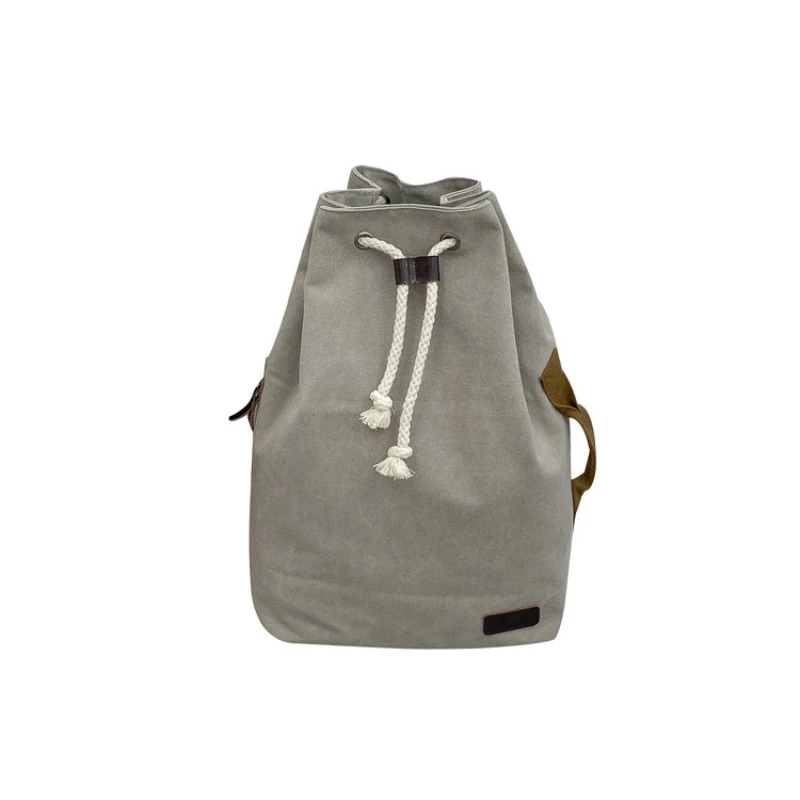 2023 Casual Canvas Backpack Solid Color High Capacity Bicycle Hiking Sports Drawstring Backpack Zipper Women\'s Backpack