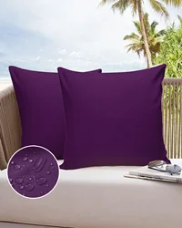 2/4PCS Outdoor Pillowcase Solid Color Dark Purple Waterproof Decorative Sofa Throw Pillow Cover Case Garden Patio Cushion Covers