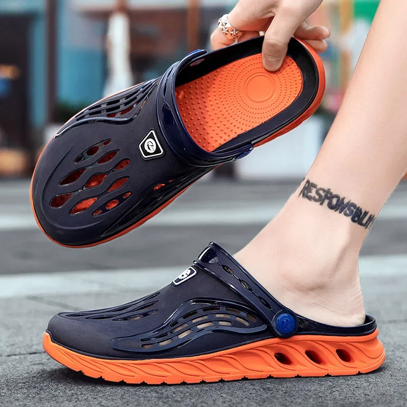 Zapatillas de playa de verano para hombre y mujer, sandalias de fondo alto y suave para interiores, toboganes de tendencia, zuecos de jardín ligeros