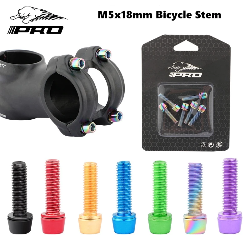 IIIPRO 6pcs/set M5*18mm MTB Stem Screws Bicycle Handlebar Bolts Colorful Stainless Steel Bike Stem Riser Screw