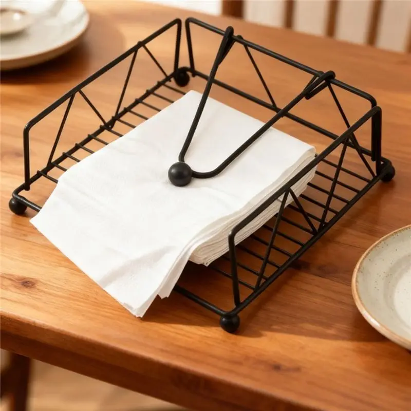 ABUN Napkin Holder for Table, Weighted Windproof Paper Napkin Dispenser, Black Metal, Heavy Duty Iron, for Kitchen Dining