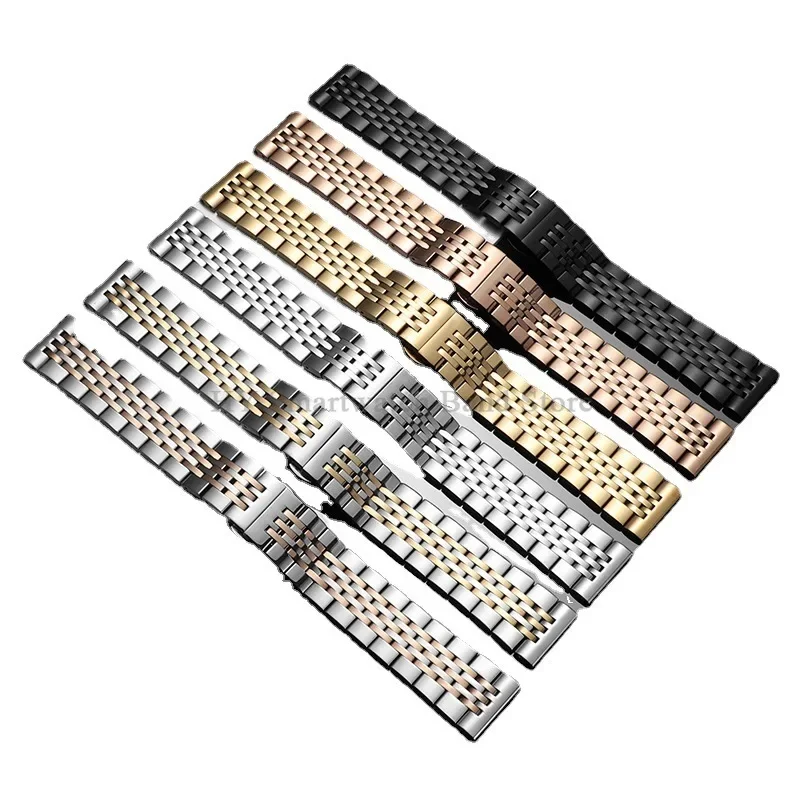 12/13/14/15/16/17/18/19/20/22/23/24mm Solid Stainless Steel Watch Strap for Seiko for Huawei for Longines Folding Clasp Bracelet