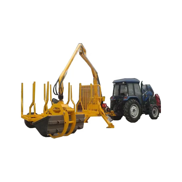 Hydraulic Log Grapple Trailer Shock Absorbing Dual Wheels Wear Resistant Forest Log Farm Timber Hauling Tool