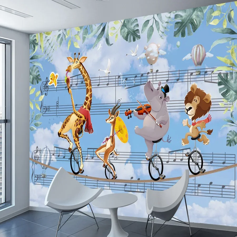 Custom Self Adhesive Accepted Wallpaper for Living Room Kids Animal Musical Contact Wall Papers Home Decor Covering Mural Prints