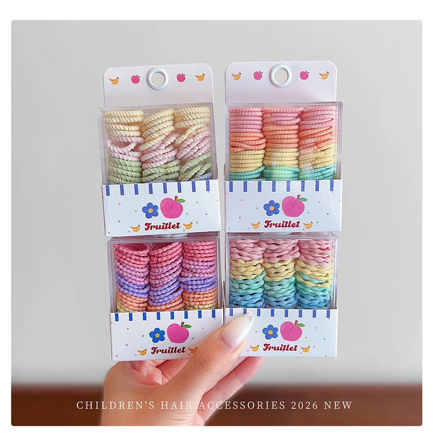 2026 Modische Kinder Mini-Haargummis im Set, Weiche Nylon-Stoff-Haarbänder in Bonbonfarben, Hochelastische Haargummis für Mädchen und Kleinkinder – Detail 7
