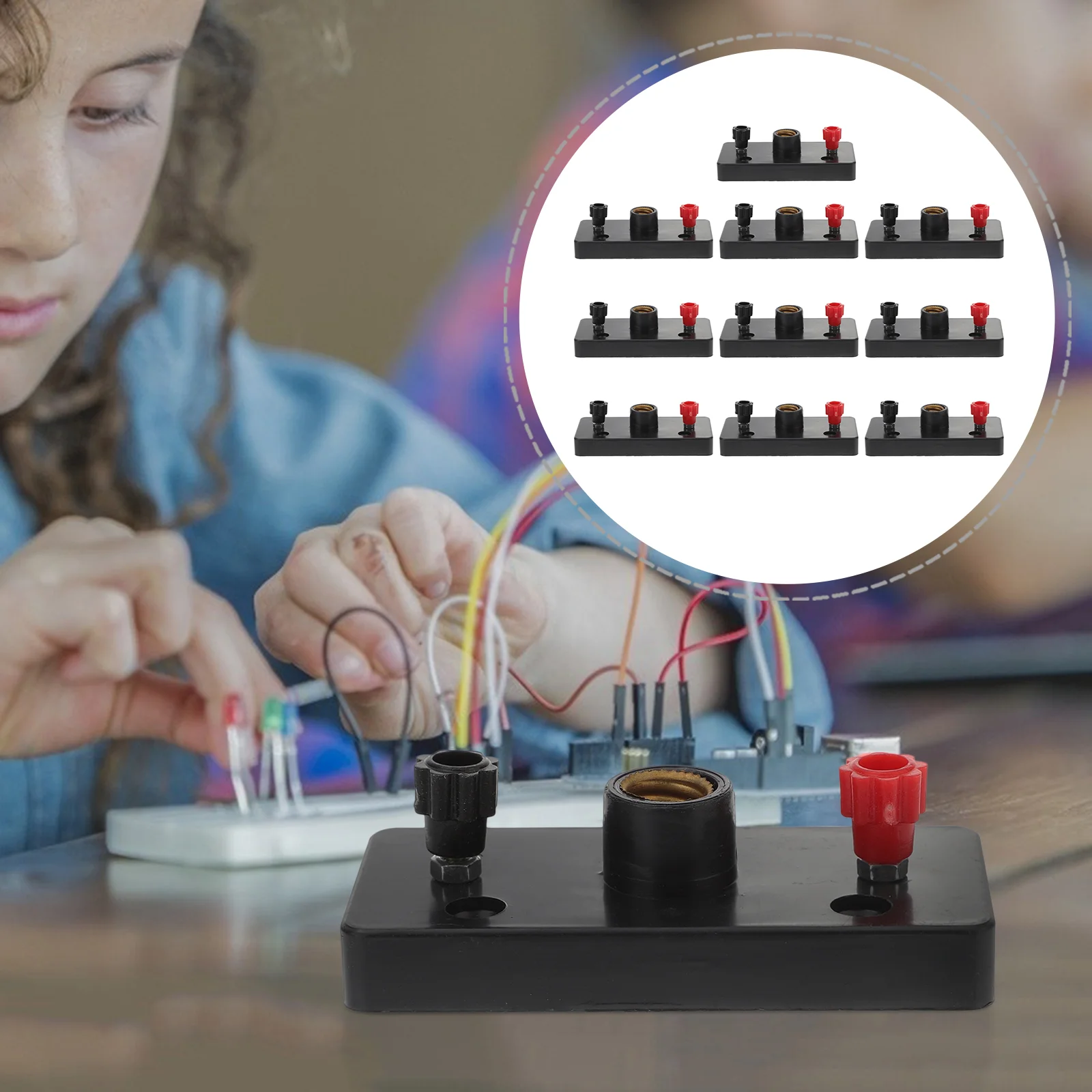 10 Pcs Topic Small Screw Lamp Holder Electricity Teaching Light Physics Laboratory Supply Black for Primary School