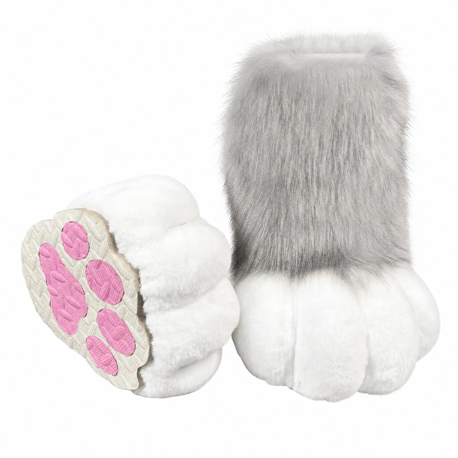 Animal Paw Costume Shoes Plush Furry Boots for Cosplay Fursuit Adult Sized Footwear with Soft Cushion Sole Design