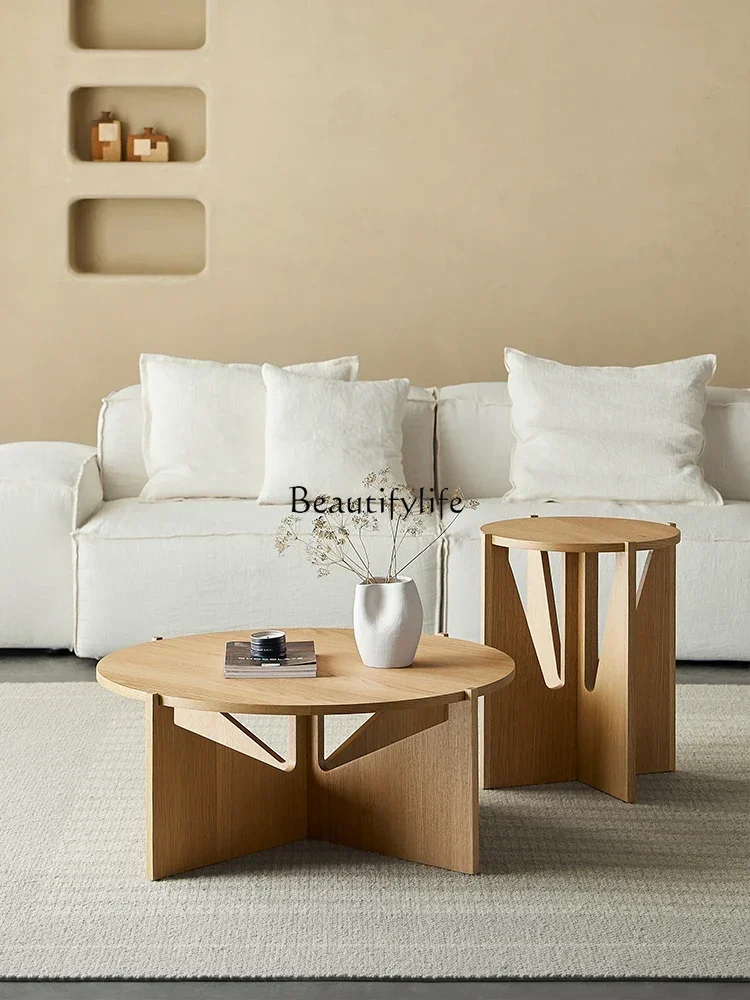Solid wood coffee table simple atmosphere small apartment round coffee table