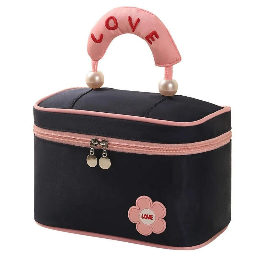 

Portable High Beauty Women Makeup Bag Large Capacity Square Wash Bag Pearl Dustproof Travel Toiletry Bag Girls