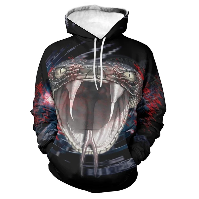 Men Hoodie Toxic Snake Cobra Graphic Hoodie For Men Clothing 3D Print  Sweatshirts Casual Harajuku Fashion Y2k Pullover Tops