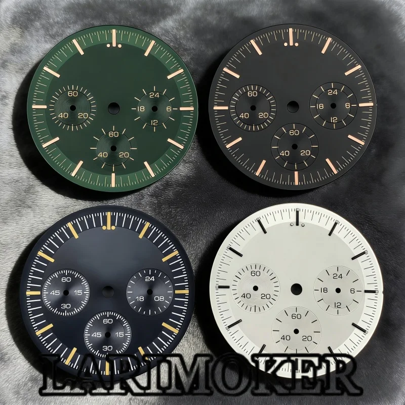 LARIMOKER 32.5mm Super Luminous Green Dial - Exact Fit VK63 Quartz Chronograph Watch Replacement Part for Watch Mod