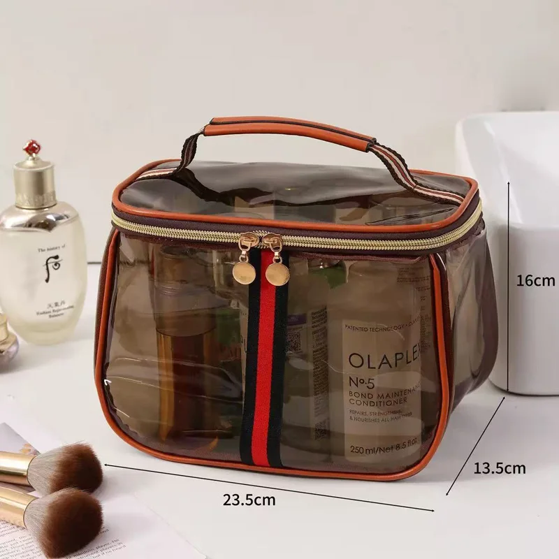 Portable Toiletry Bag, Luxury‑Sensation Handheld Cosmetic Bag, Transparent Large‑Capacity Waterproof PVC Makeup Bag