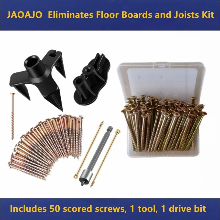 Eliminate Squeaky Noise Floor Repair Kit with 5 Tools and 50 Screws for Wood Floors Eliminate Squeaks Under Carpeted Floors Har