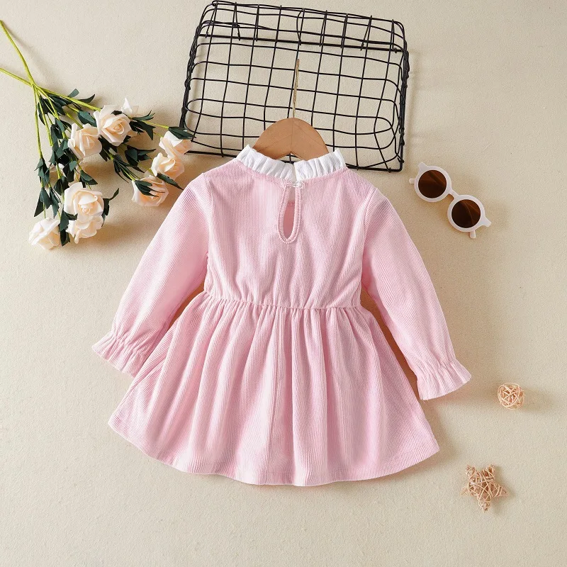 Vestido de princesa de manga larga para niñas, ropa informal plisada con lazo, versión coreana, 0 a 2 años, verano 2024