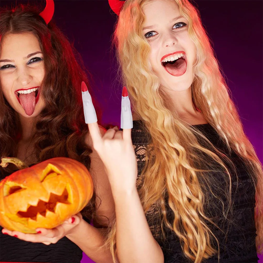 50Pcs Fake Nail Finger Covers Scary Halloween Witch Nails Zombie Finger Covers Prank Party Cosplay Masquerade Props