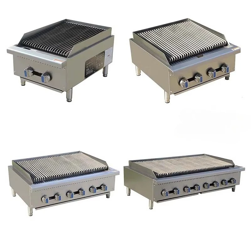 Commercial Heavy-Duty Gas Charbroiler American Style Barbecue Grill for Fast Food Restaurants and Outdoor BBQ Cooking