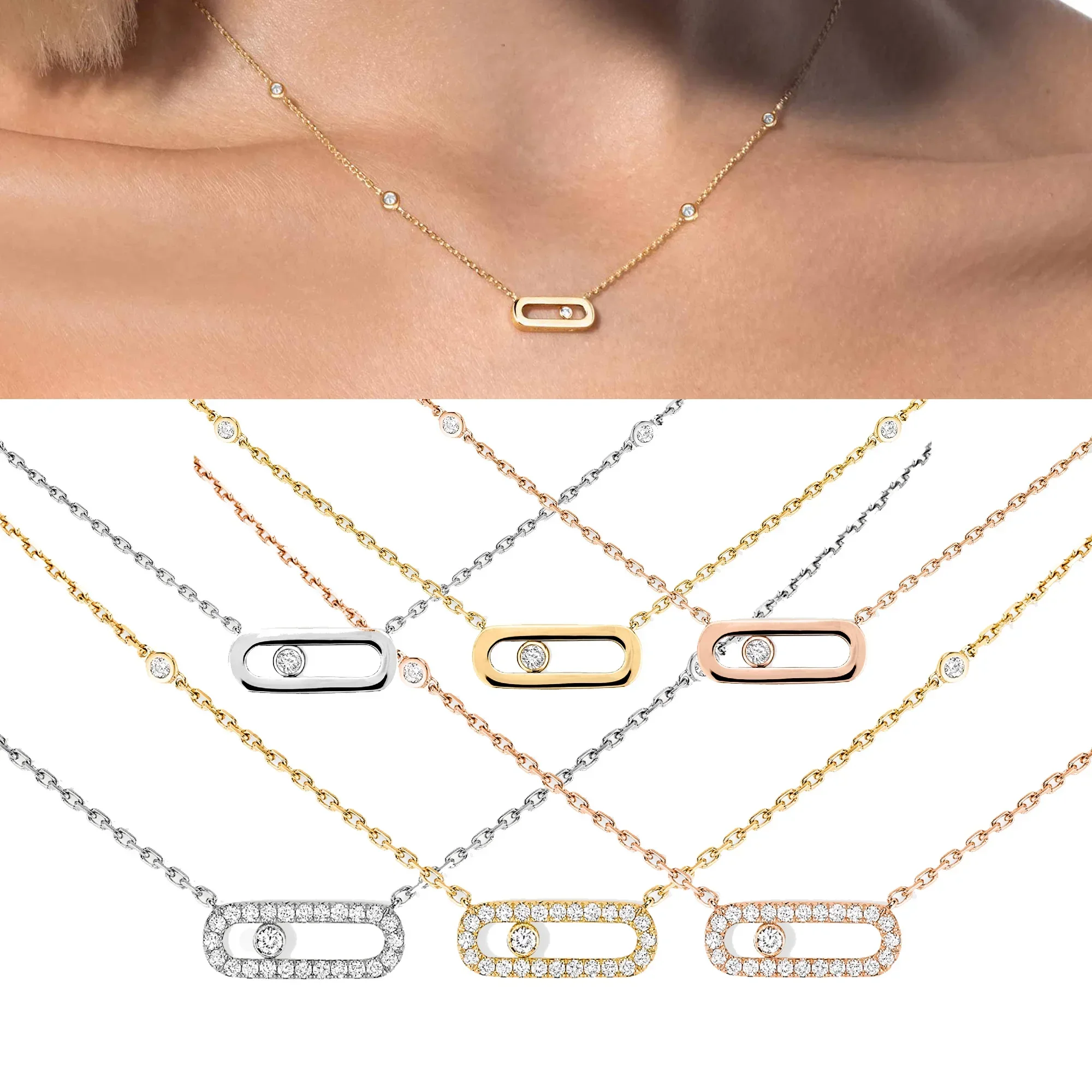 Messika-Cadena de clavícula para mujer, colgante de bebé, conjunto de diamantes, serie Move, móvil, moda avanzada