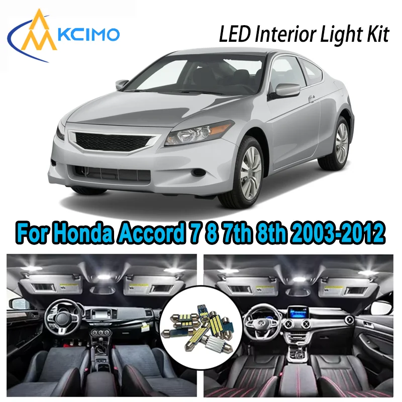 

Premium Bright LED Interior Light Kit for Honda Accord 7 8 7th 8th 2003-2012 2004 Dome Map Trunk Car Lamps with Canbus No Error
