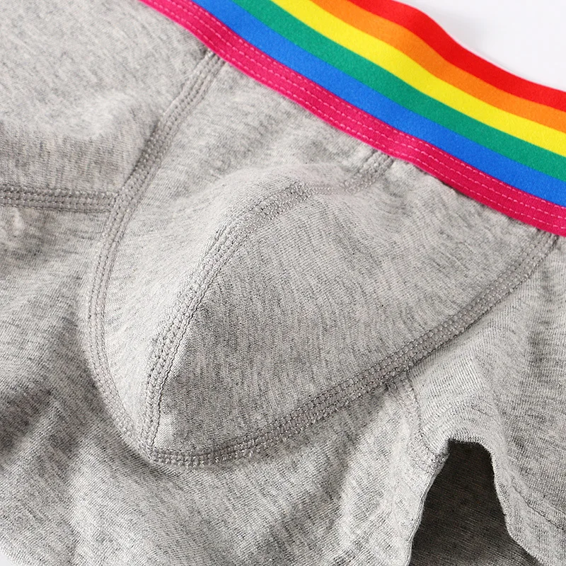 Neuankömmling 3 stücke sexy Herren Boxershorts Unterhosen männliche Baumwolle feste Unterwäsche Regenbogen riemen atmungsaktive junge Mann sexy Höschen