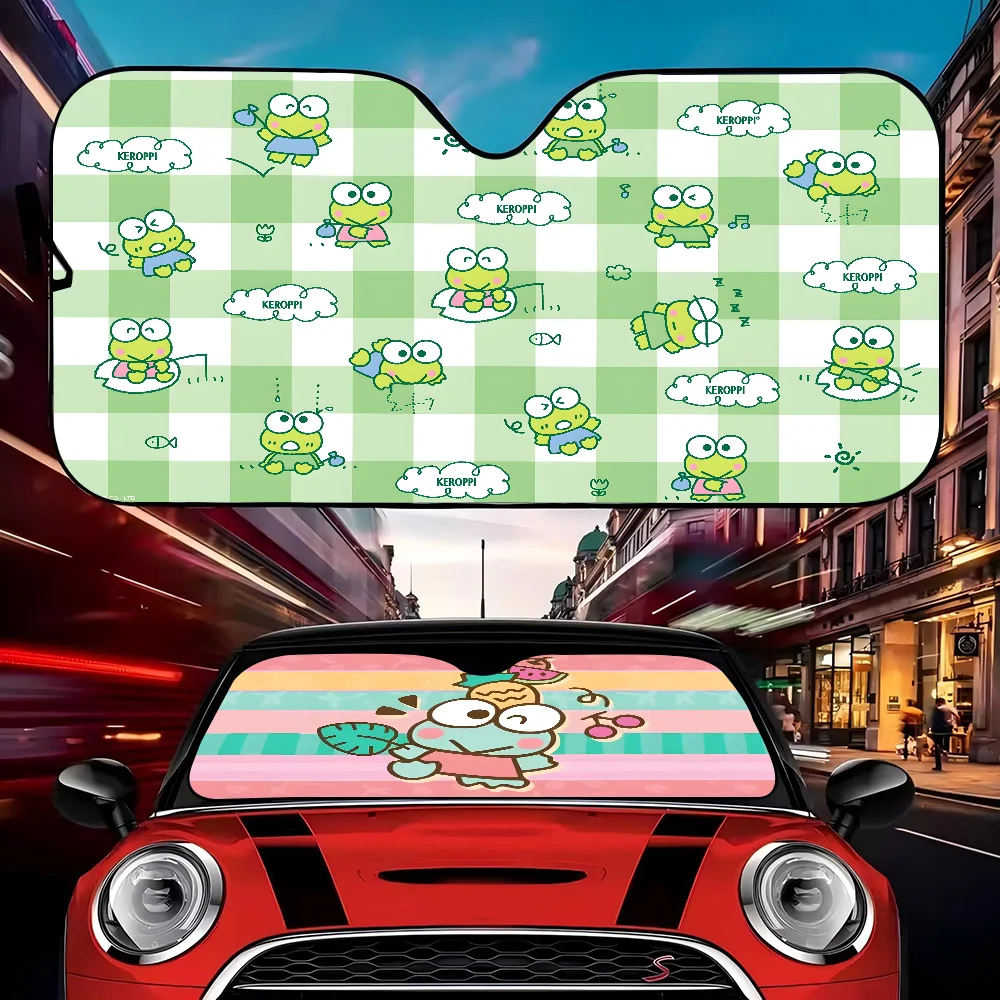 K-keroppiS กบกระจก Sun Shade สําหรับรถเก๋ง,51.2 "X 27.5" อัพเกรดรถ Sunshade สําหรับด้านหน้ากระจก Visor Protector