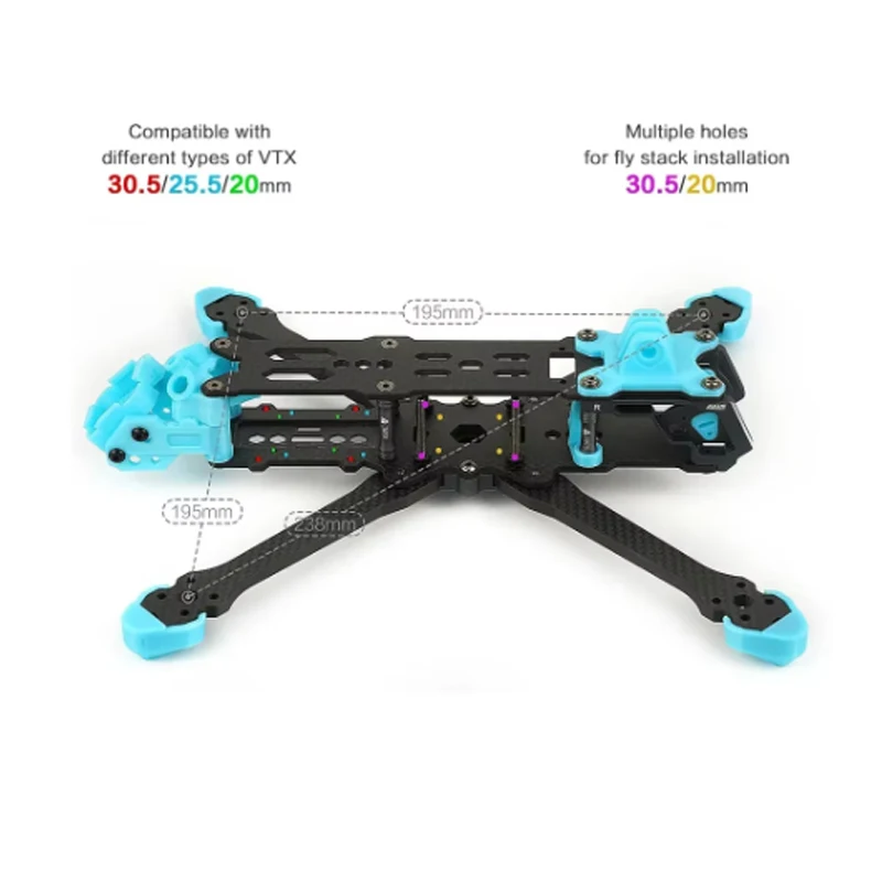 

Axisflying MANTA V2 5-дюймовая рама из углеродного волокна True X, колесная база 238 мм, толщина рычага 5 мм для RC FPV 5-дюймового дрона для фристайла