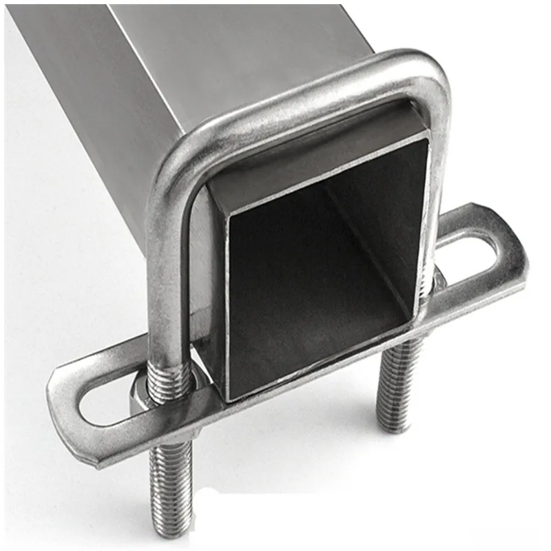 M6810 Squa Bolt U-screw Square Clamp Square Pipe Clamp Right Angle Bolt With Baffle Square Clamp 304 Stainless Steel Hw20-200mm