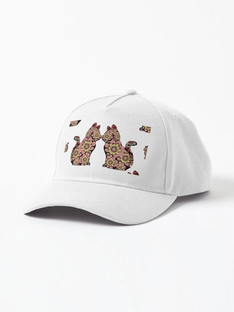 Ikat CAT seamless pattern with shapes Cap Trucker Hats Style Headwear