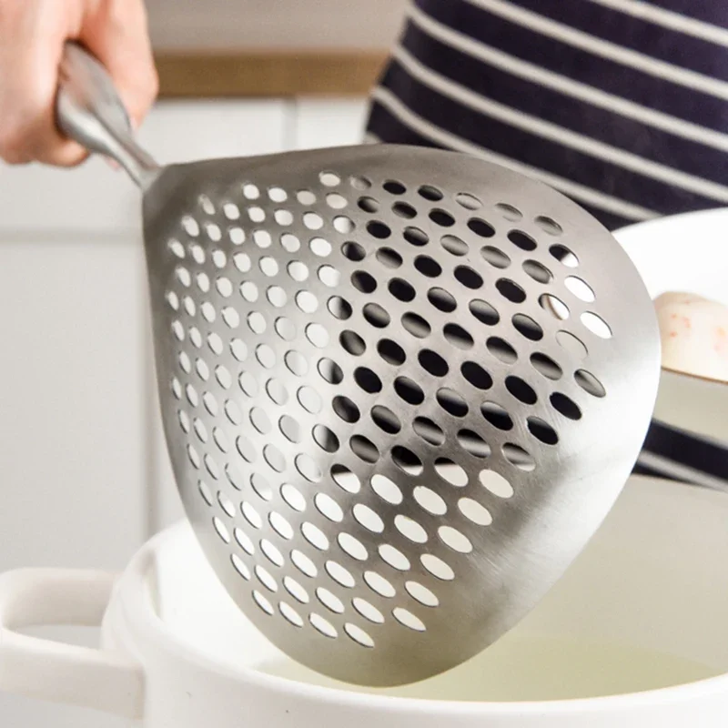 304 Stainless Steel Skimmer Strainer Slotted Ladle, Mesh Deep Fryer Oil Frying Scoop Colander Cooking Spoon, Kitchen Tools