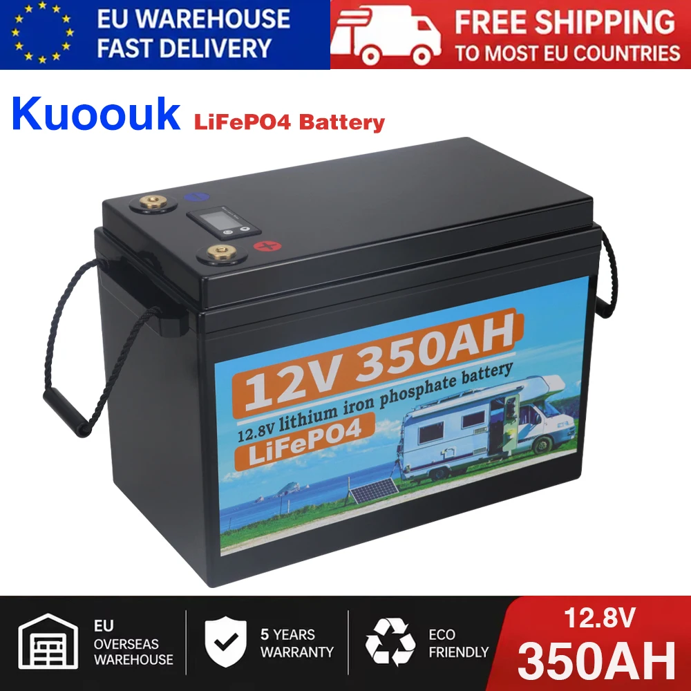Image of Kuoouk 12V350Ah LiFePO4 Batterie für Wohnmobile, Golfwagen, Offroad und netzunabhängige Anwendungen