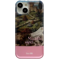 Vintage INS Color Contrast Middle Age Castle Fashion Case for iPhone 14 13 Pro Max Back Phone Cover for 12 11 Pro Max Capa