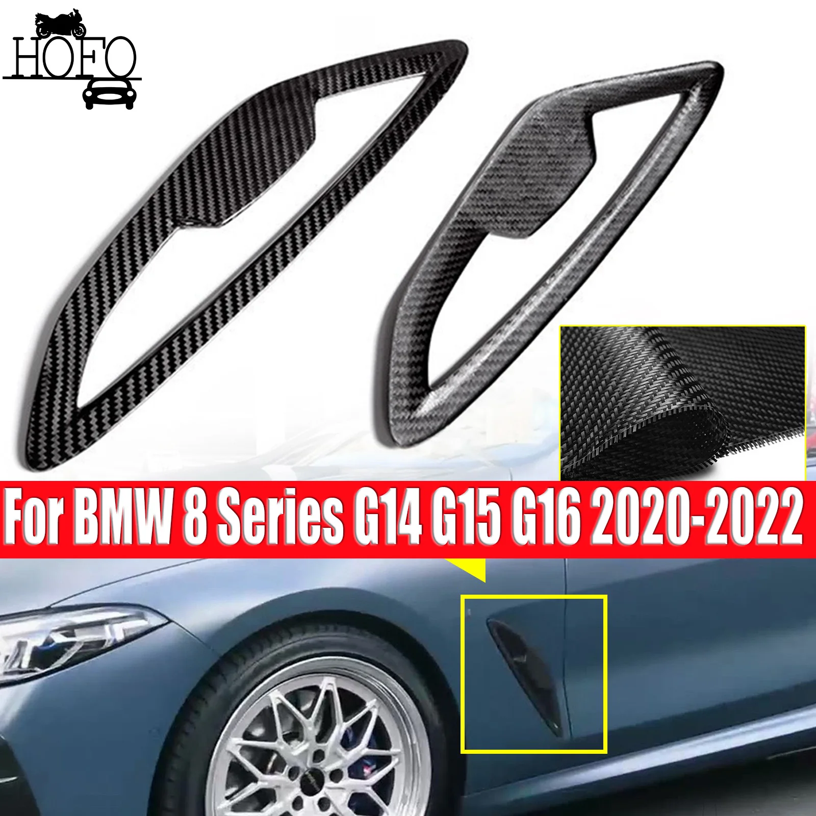 

2PCS Side Fender Air Vent Cover For BMW 8 Series G14 G15 G16 2020-2022 Dry Carbon