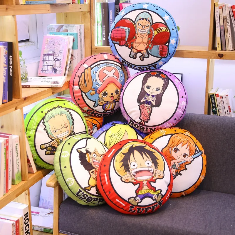 

One Piece Luffy Round Pillows Nap Cushions Double-sided Printing Anime Peripherals Floor Mats Children's Birthday Holiday Gifts