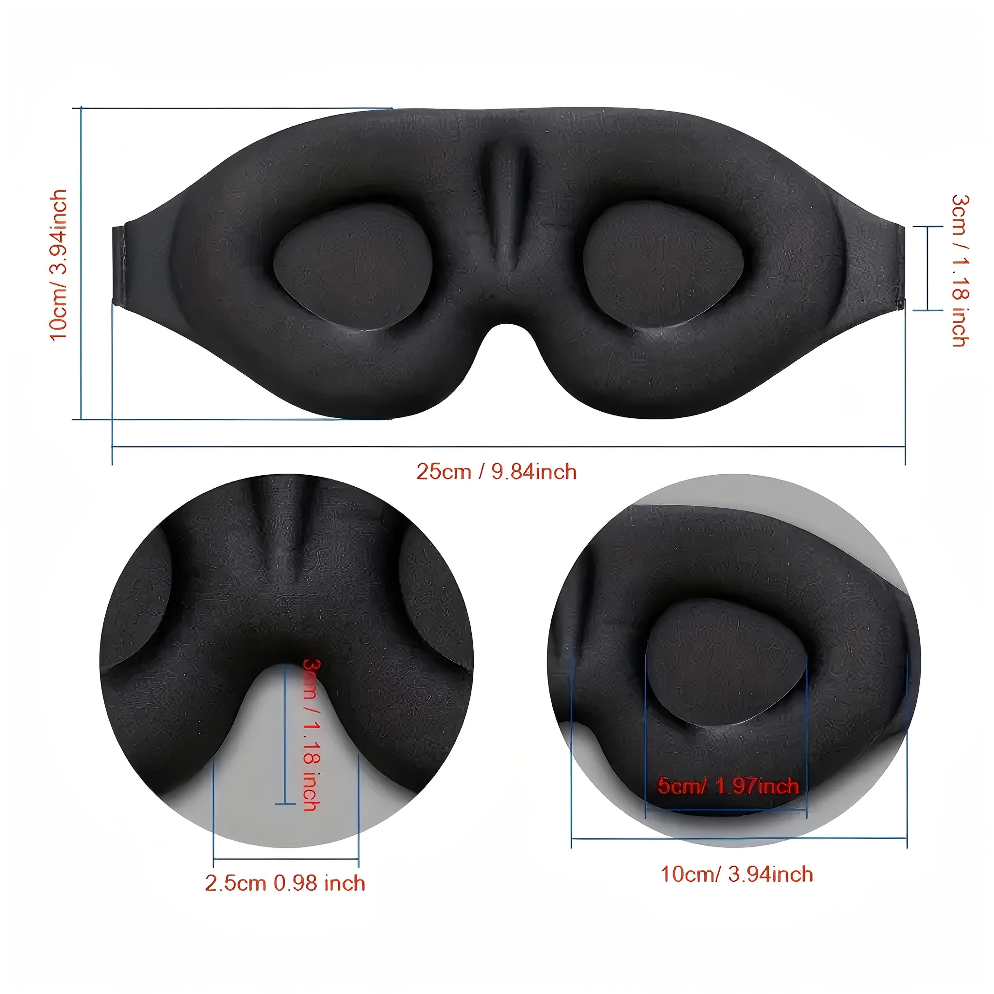 3D three-dimensional eye socket sleep blindfold, zero-pressure eye protection patch, soft and comfortable, helping deep sleep and yoga relaxation; adjustable straps, suitable for various head circumferences, suitable for deep sleep, lunch break, travel view 4